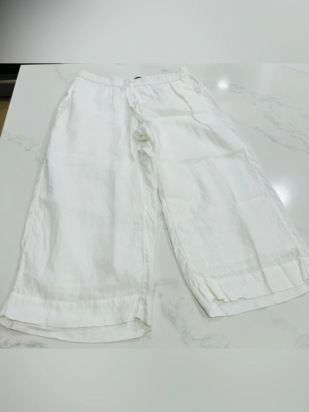 J. CREW SIZE XL~ CRISP WHITE 100% LINEN FULLY LINED PANTS BEACH SUMMER TROUSERS